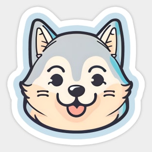 Happy Cartoon Husky Sticker